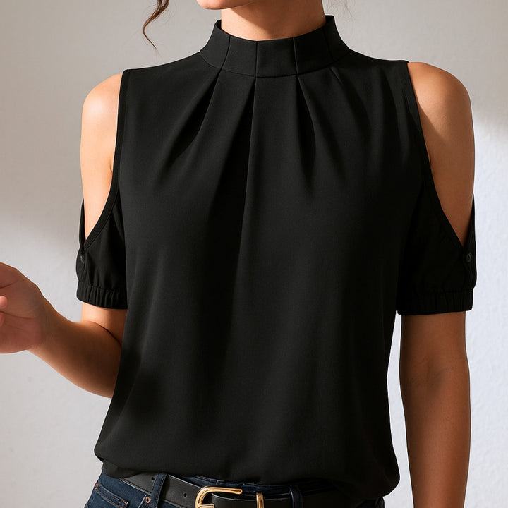 Belana - Casual Pleated Blouse With Split Sleeves