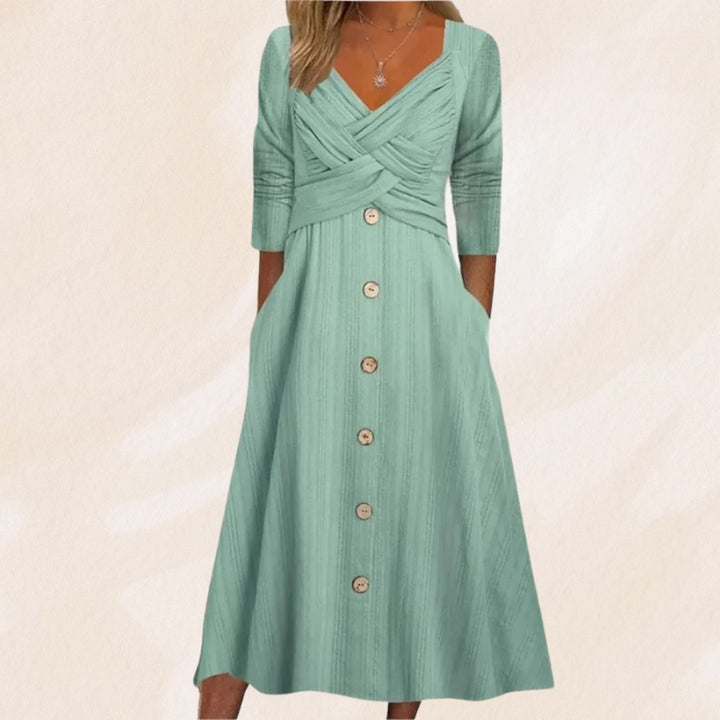Anouk - Elegant and Slimming Dress with Buttons