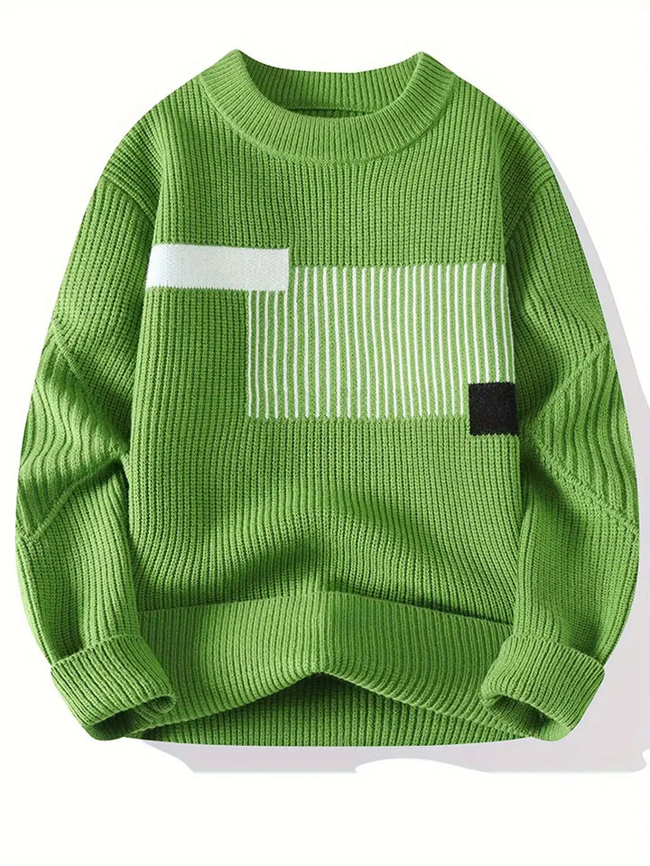 Arlen - Elegant Long Sleeve Sweater With Geometric Pattern