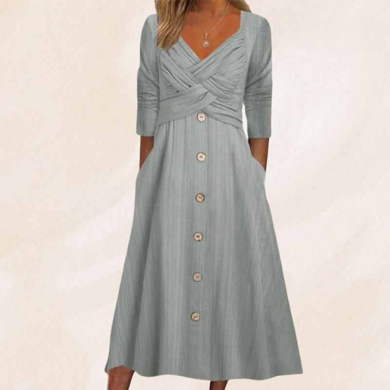 Anouk - Elegant and Slimming Dress with Buttons