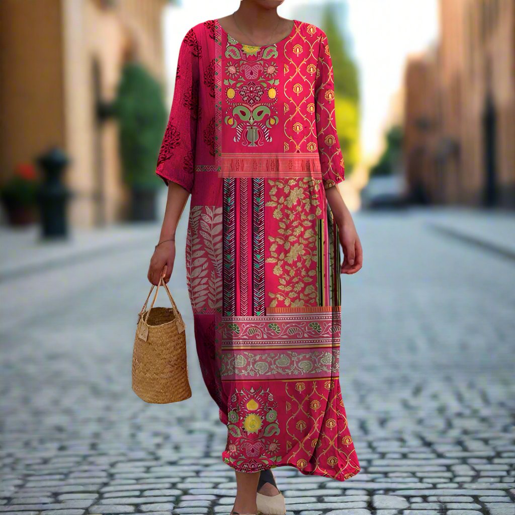 Ustinya -  Elegant Loose Fitting Boho Maxi Dress