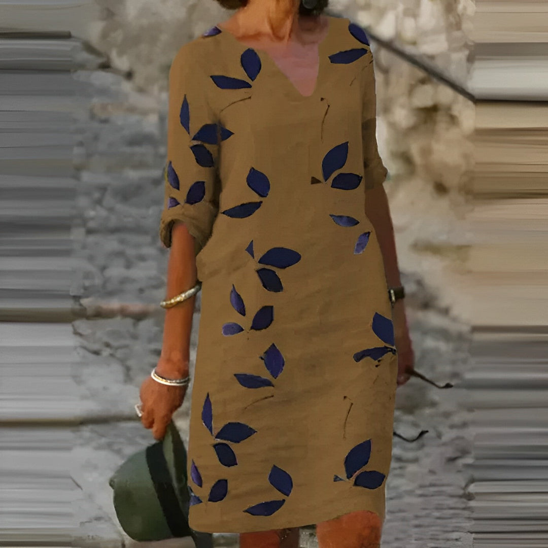 Zadie - Stunning Leaf Print Summer Dress