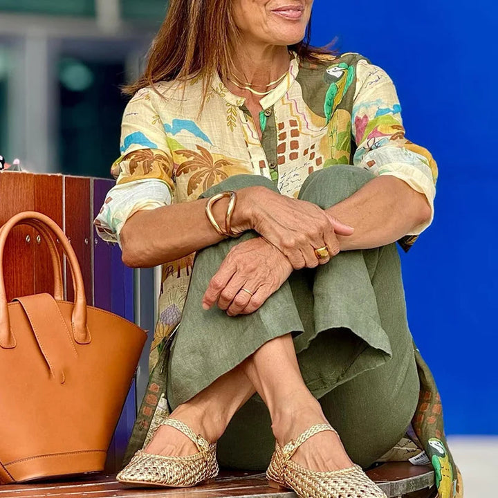 Vesperina - Unique Print Shirt Dress Set