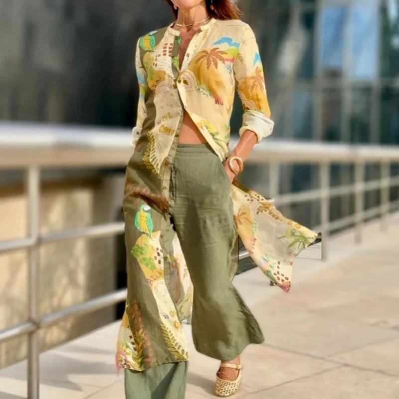 Vesperina - Unique Print Shirt Dress Set