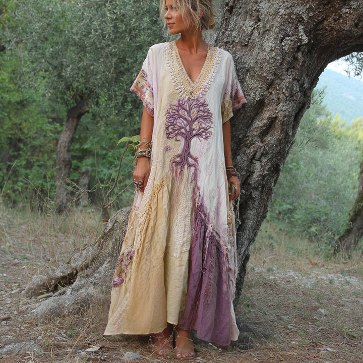 Winifred - Short Sleeve Dress In Retro Tree