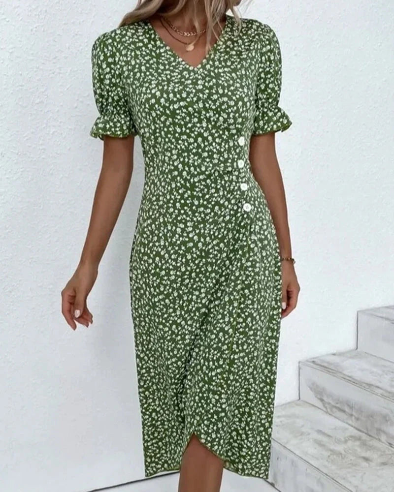 Tine - Short Sleeve Floral Print Dress