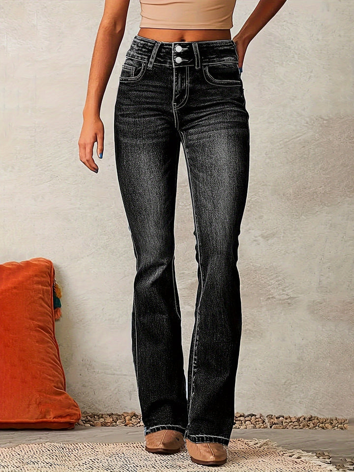 Nirvana - Denim Front Button Flared Pants