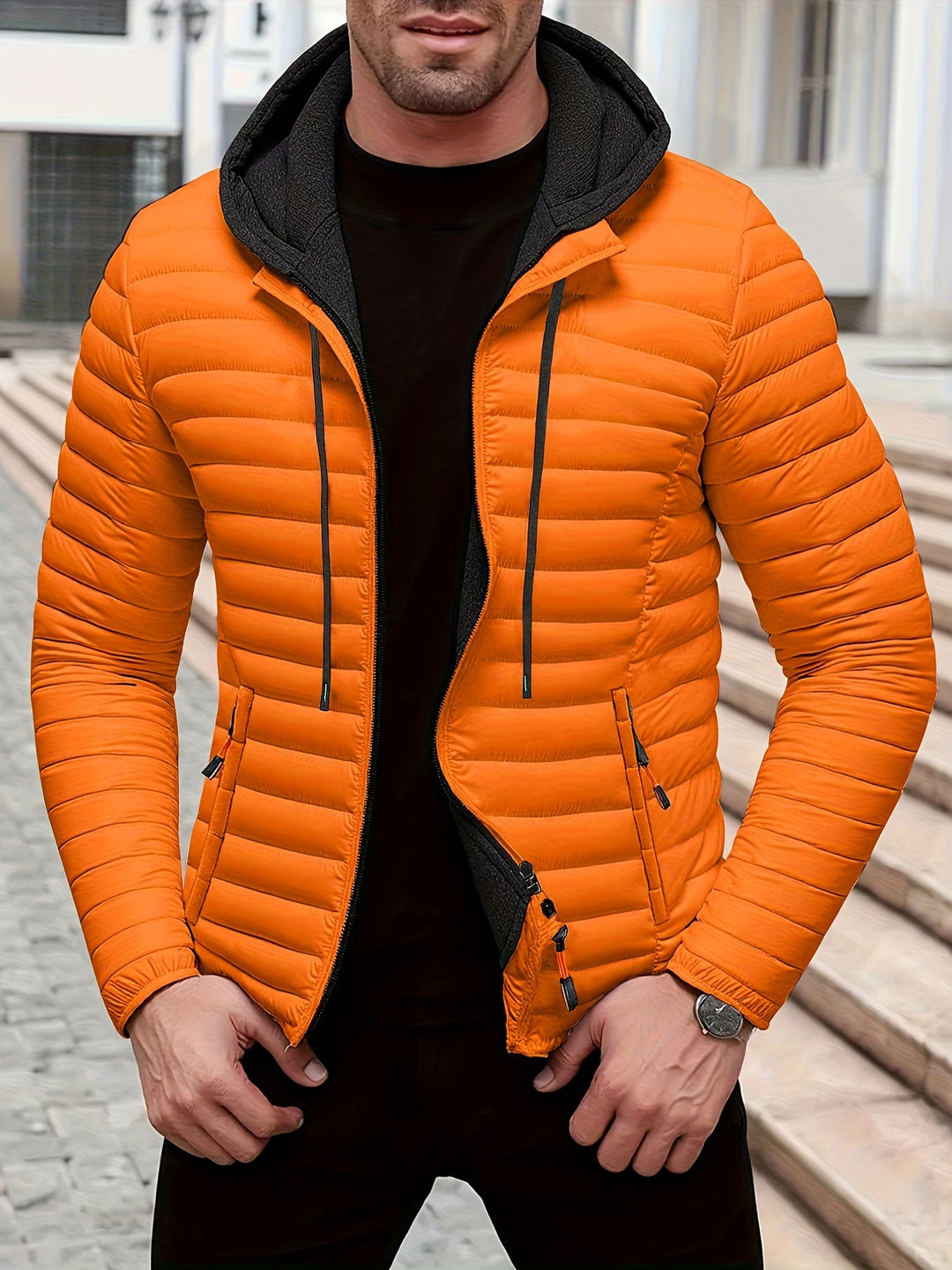 Dielmar - Quilted Hooded Jacket With Front Zipper
