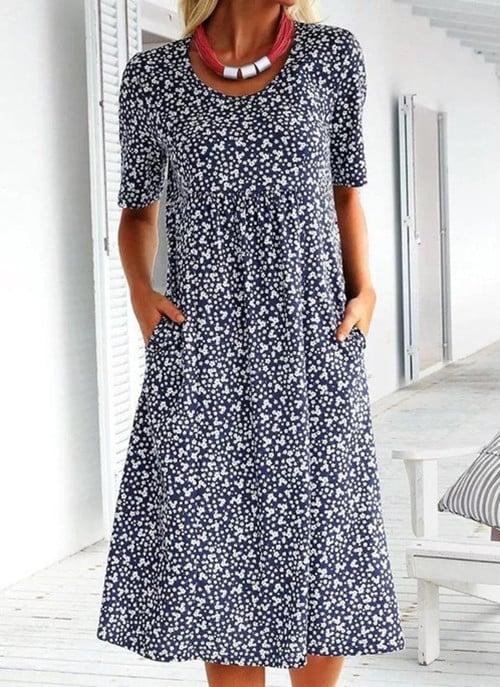 Alisha - Round Neck Floral Dress