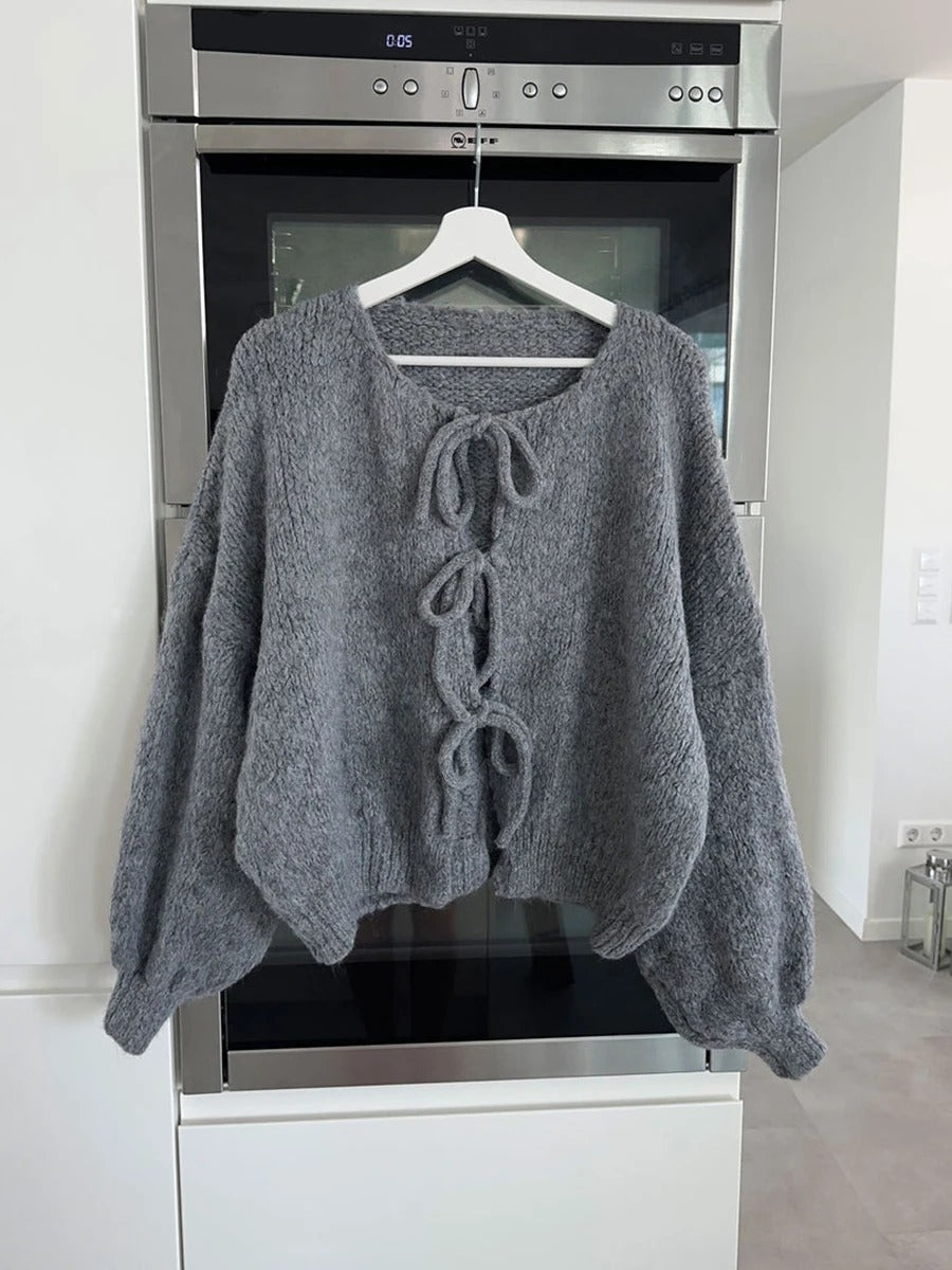 Mya - Fall Tie Front Knitted Cardigan