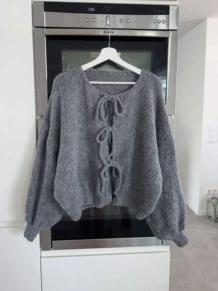 Mya - Fall Tie Front Knitted Cardigan