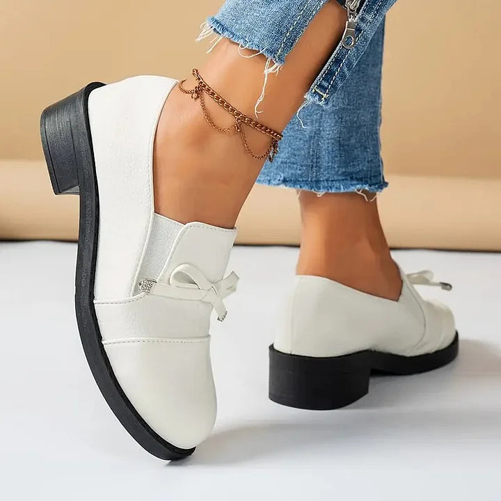 Marvina - Elegant Bow Accent Round Toe Loafer