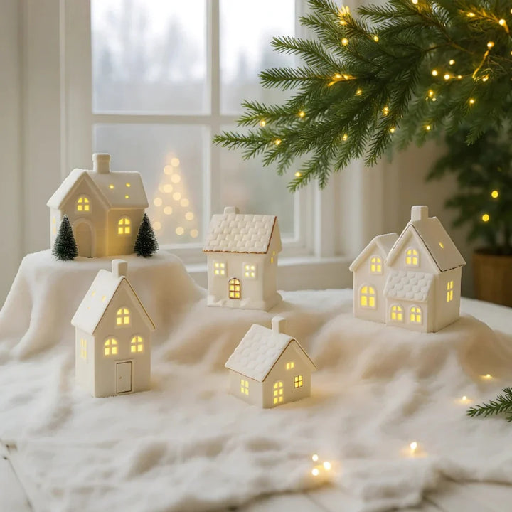 SnowLume - Ceramic Christmas Village LED Décor Set
