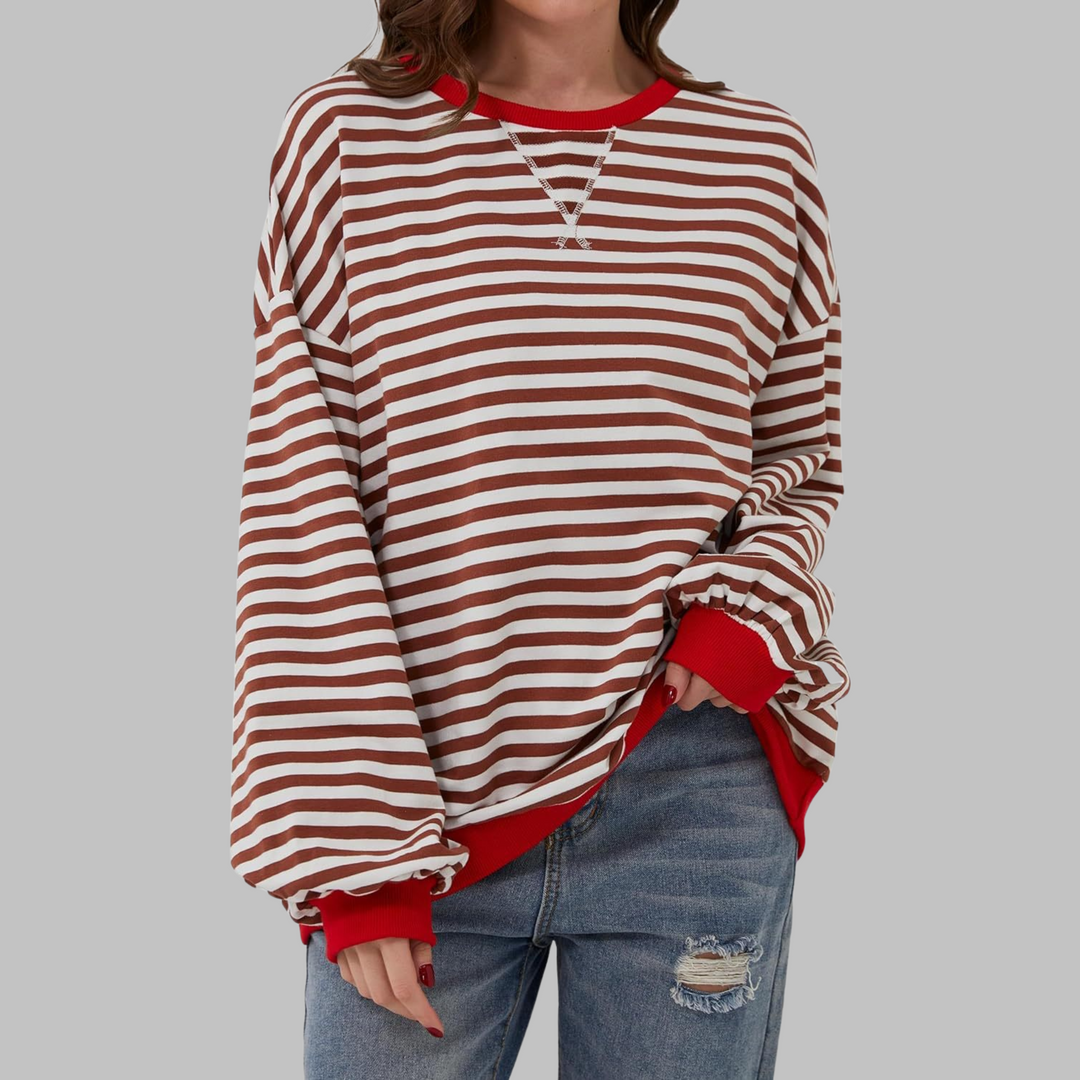 Melorna - Stylish Long Sleeve Striped Sweater