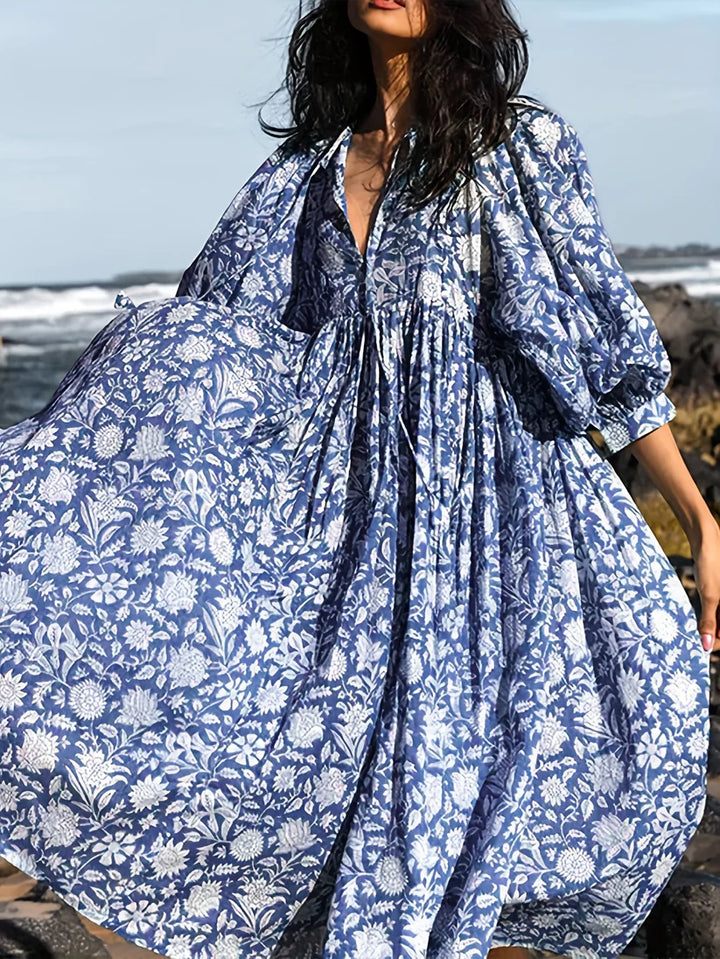 Janna - V Neck Floral Midi Dress