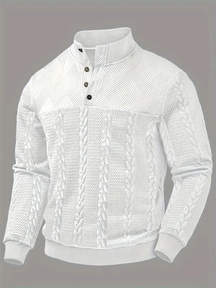 Dawson - Long Sleeve Henley Sweater With Striped