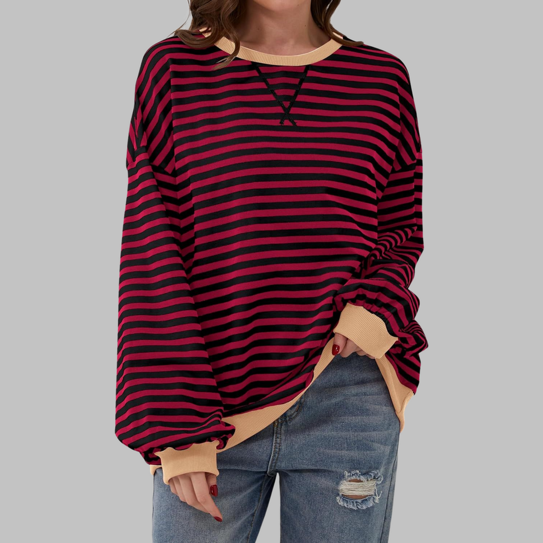 Melorna - Stylish Long Sleeve Striped Sweater