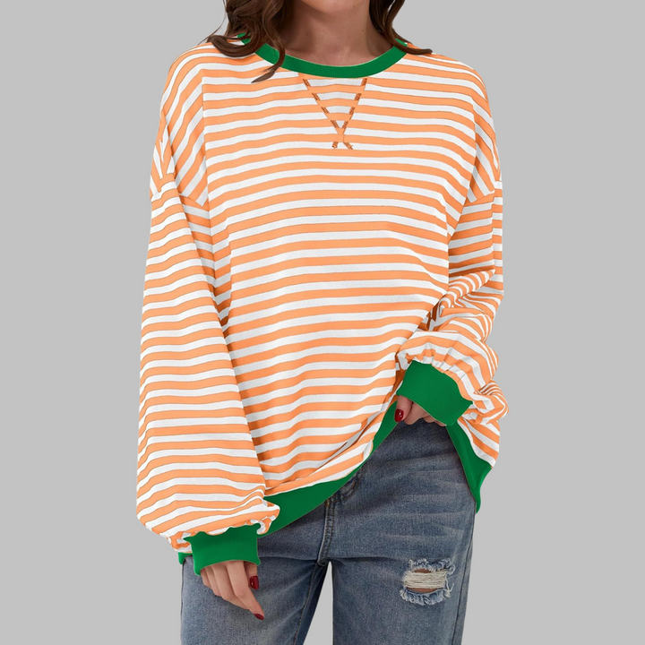 Melorna - Stylish Long Sleeve Striped Sweater