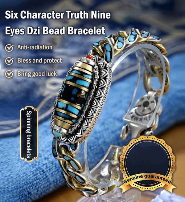 DziVana - Dzi Bracelet With Six Character Mantra in Turquoise