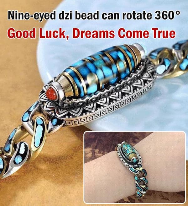 DziVana - Dzi Bracelet With Six Character Mantra in Turquoise