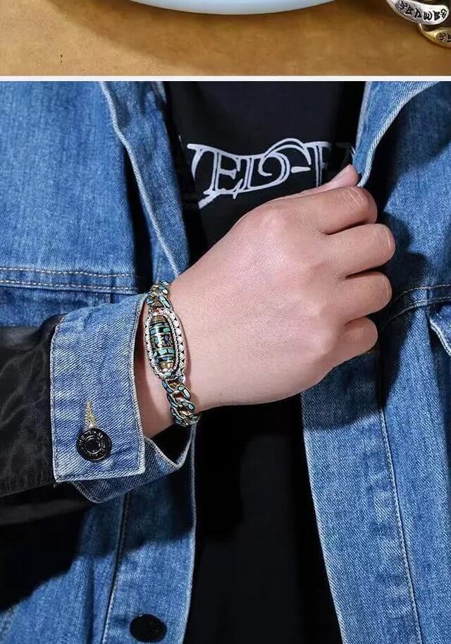 DziVana - Dzi Bracelet With Six Character Mantra in Turquoise
