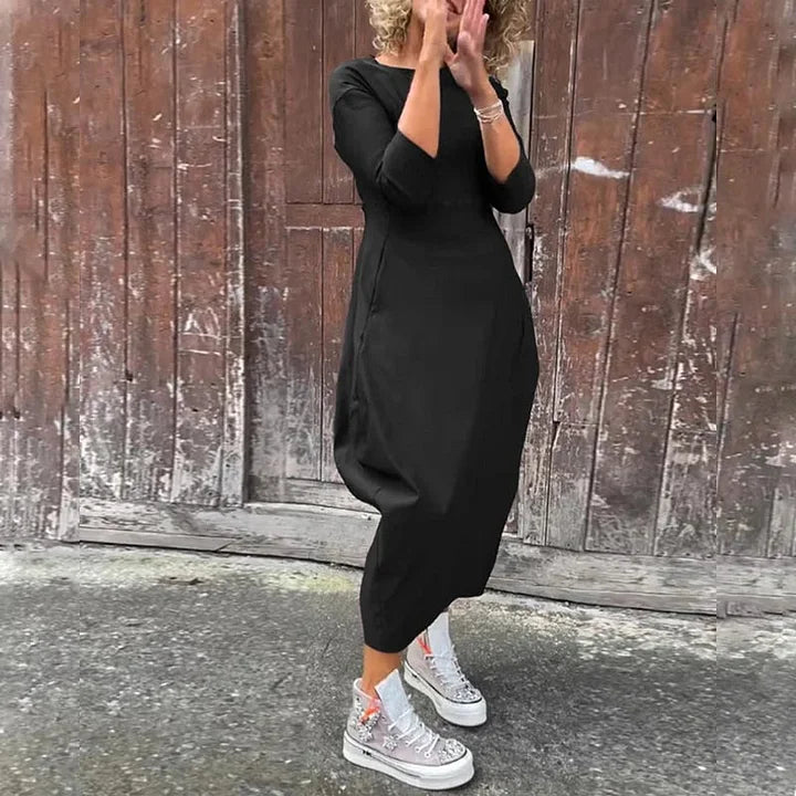 Vionel - Long Sleeve Polyester Dress with Pockets