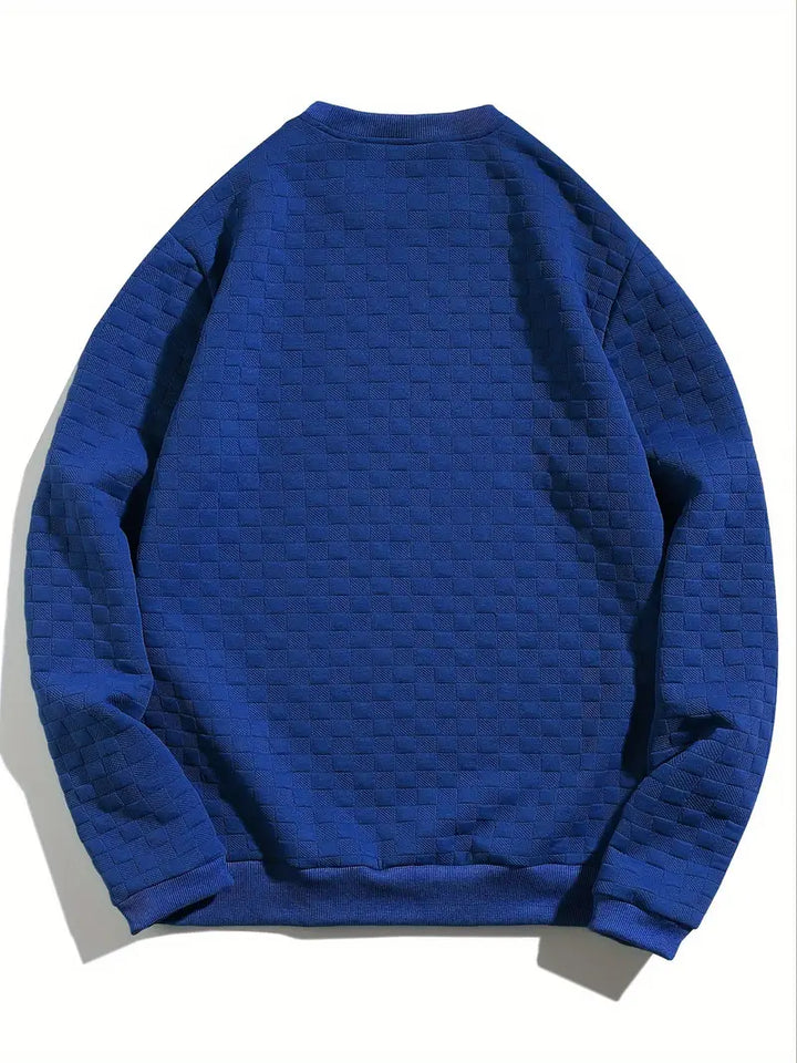 Stafford - Casual Checkered Textured Sweatshirt