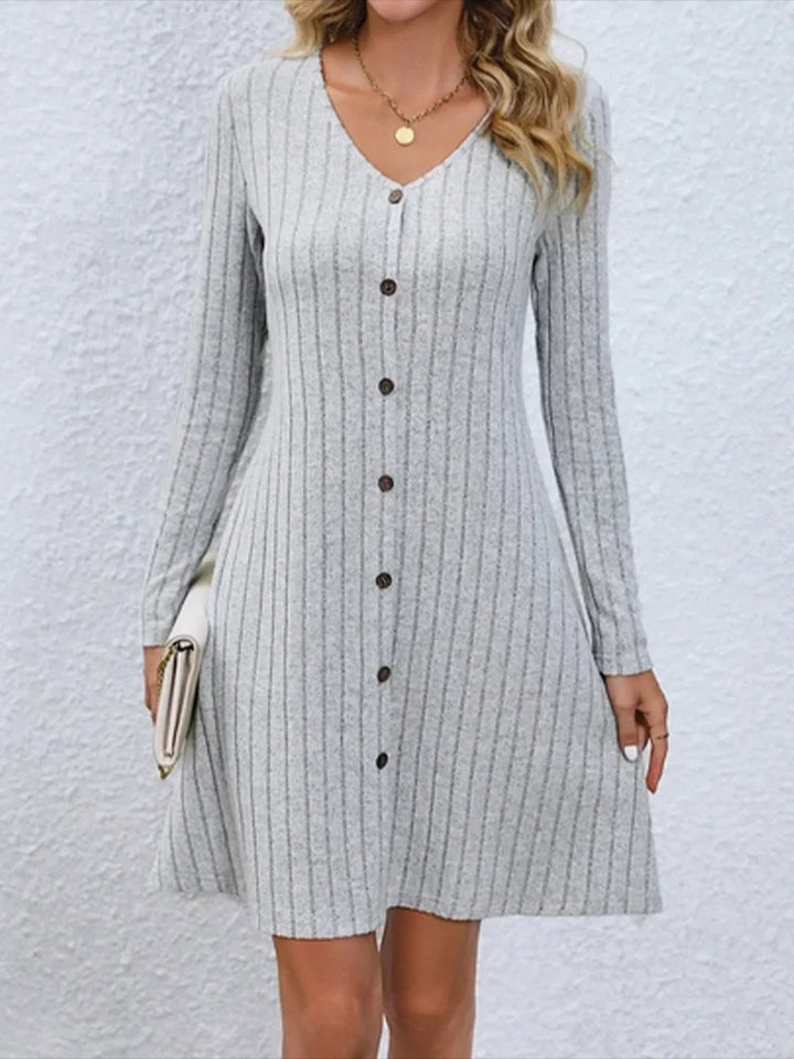 Yessie - V-Neck Button Dress
