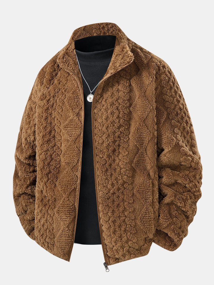 Elwood - Geometric Jacquard Teddy Jacket