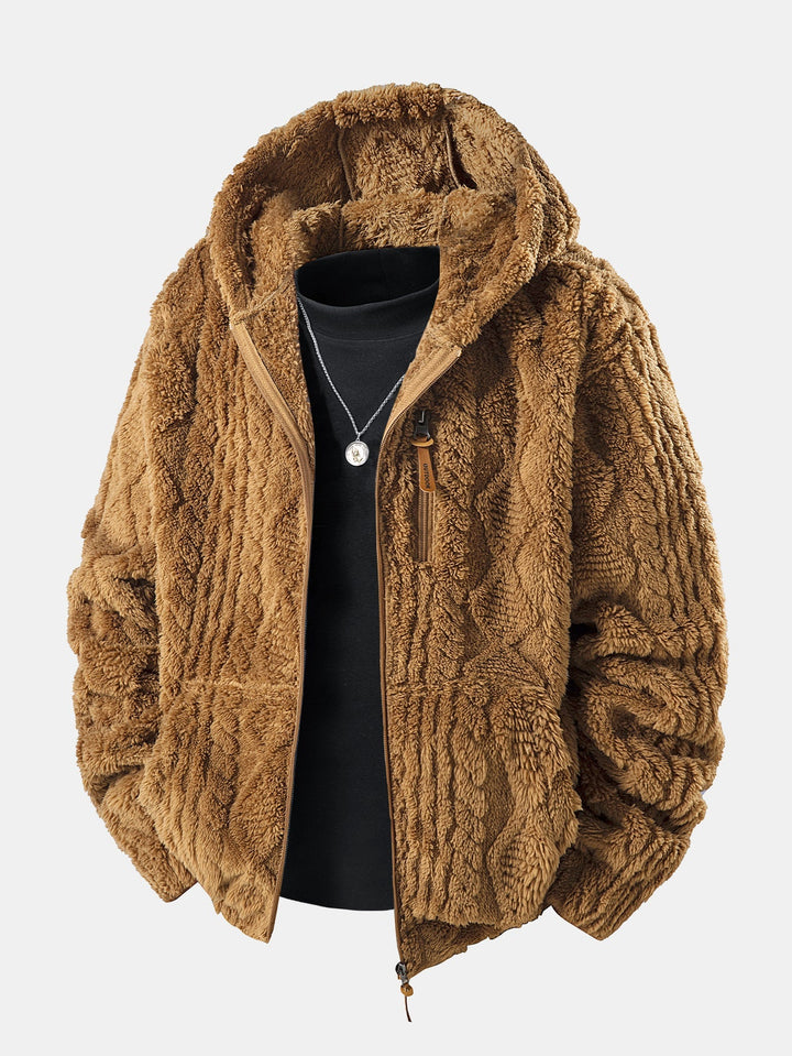 Alonzo - Geometric Jacquard Teddy Hoodie