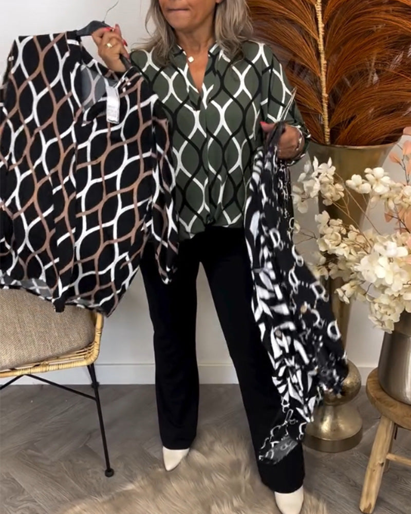 Alyce - Casual Long Sleeve Blouse With Pattern