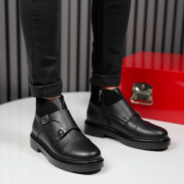 Abner - Leather Boots With Monk Strap