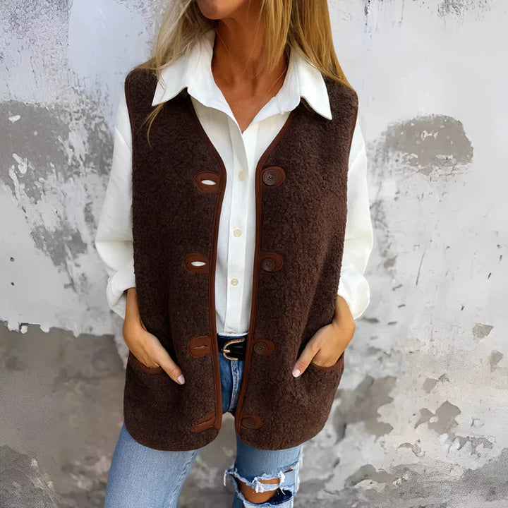 Jacklyn - Teddy Vest With Button
