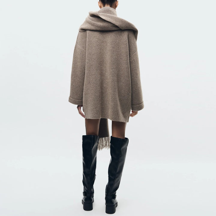 Elske - Knitted Cardigan With Shawl