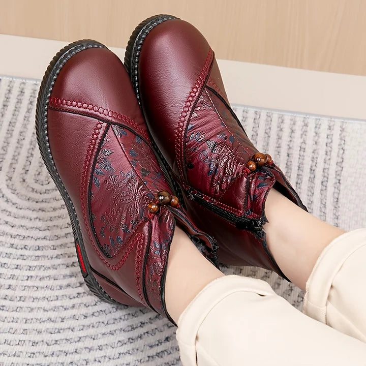 Robbie - Vintage Floral Leather Ankle Boots