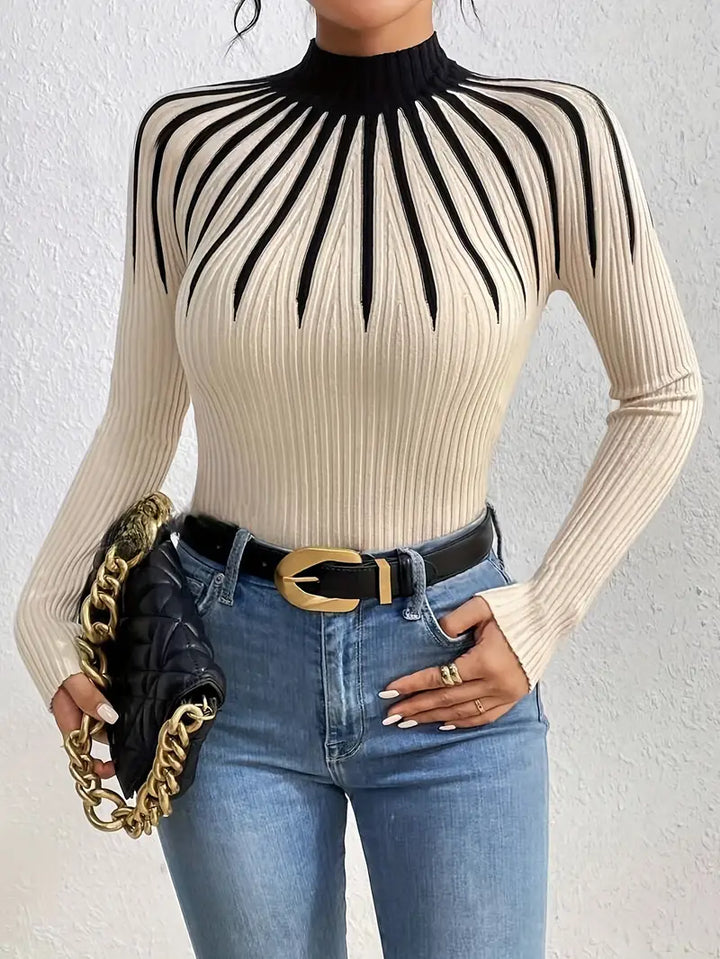 Maider - Elegant Long Sleeve Sweater With High Neck