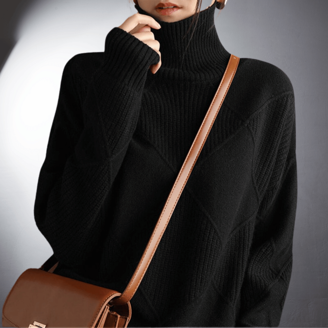 Dame | Hand Knitted Sweater With Stand Up Collar