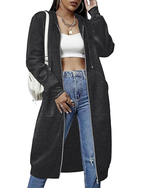 Dfida - Casual Fleece Hoodie WithZip Up