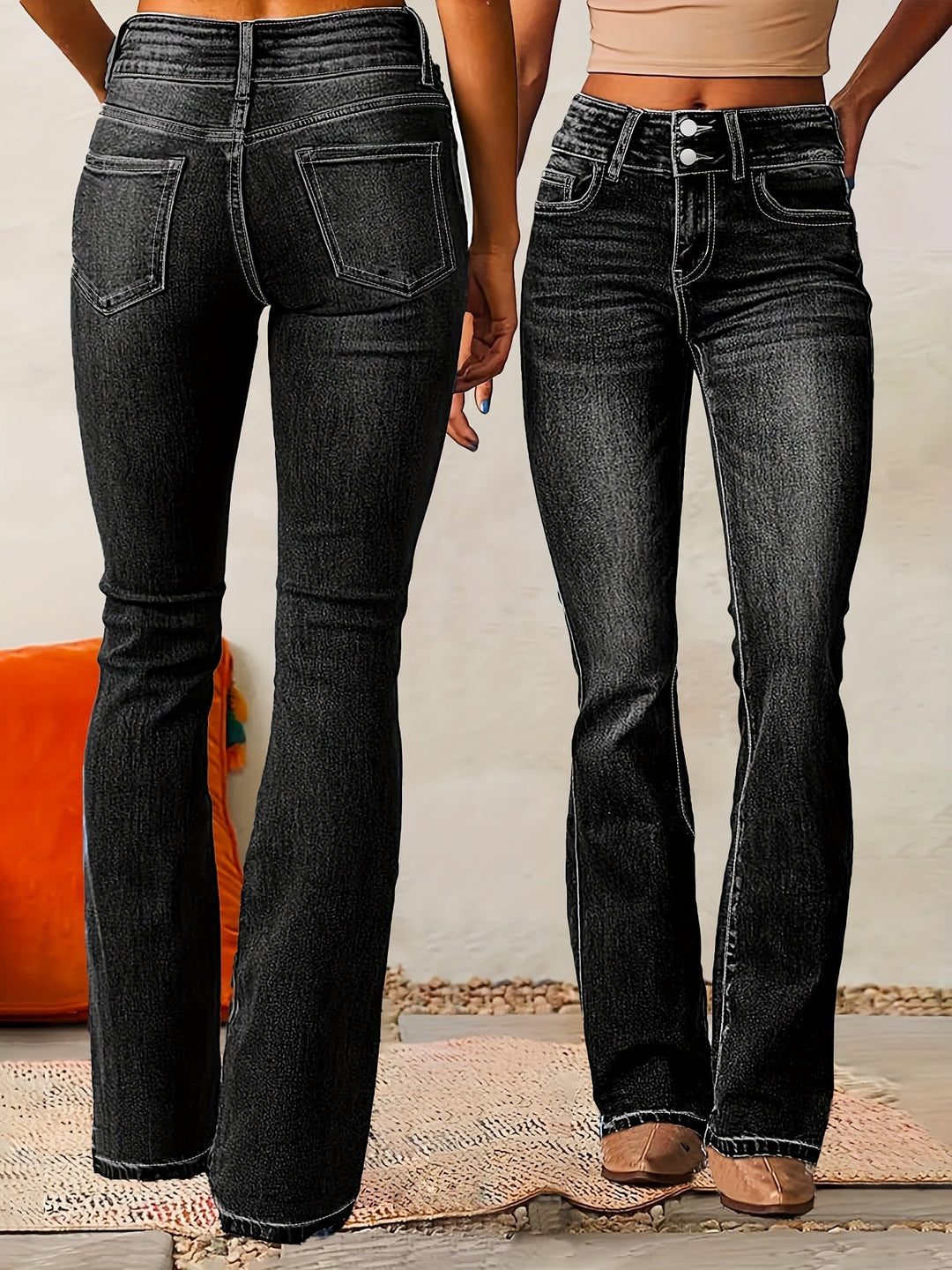 Nirvana - Denim Front Button Flared Pants