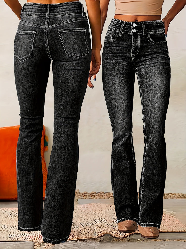 Nirvana - Denim Front Button Flared Pants
