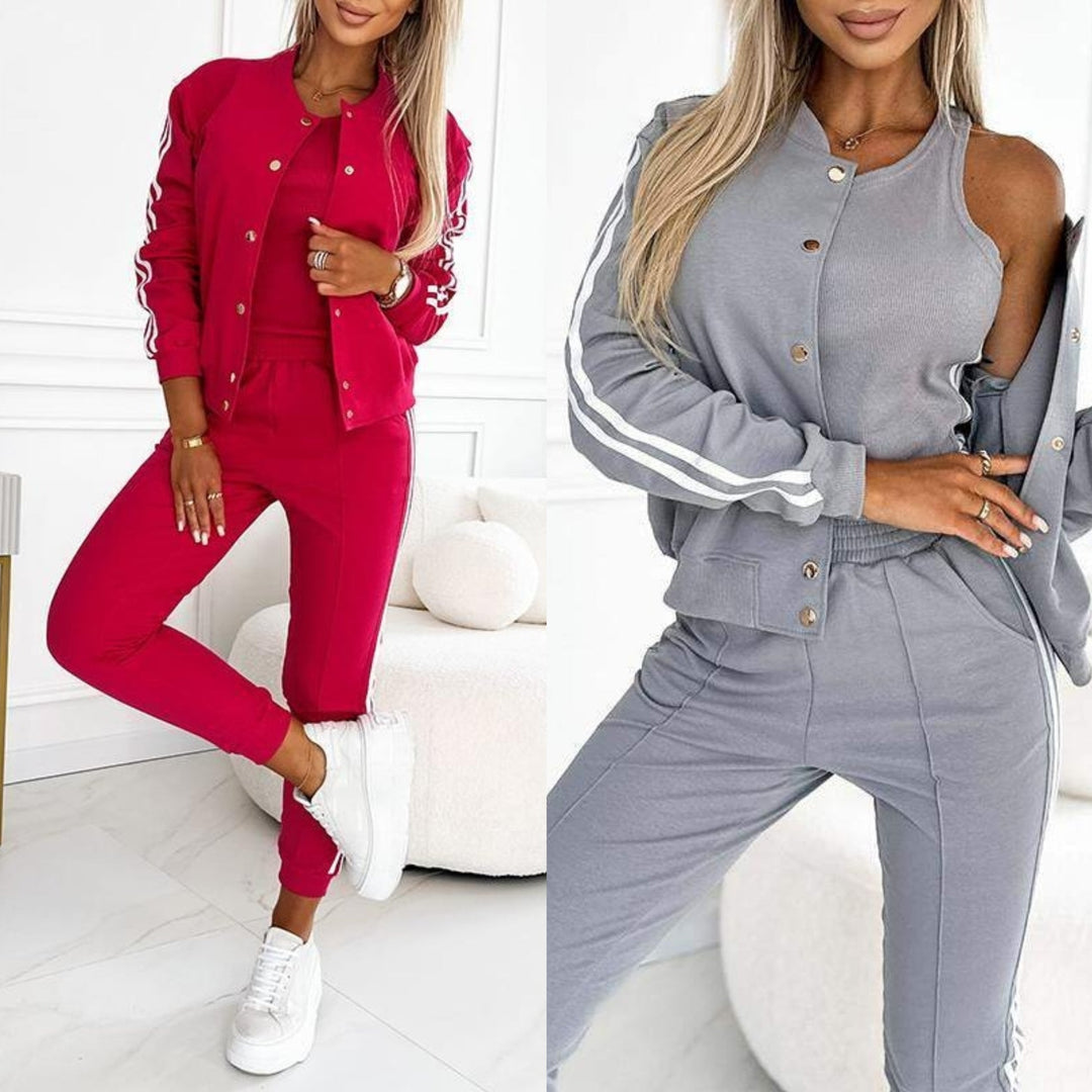 Kendra - Round Neck Jacket and Pant 3 Piece Set
