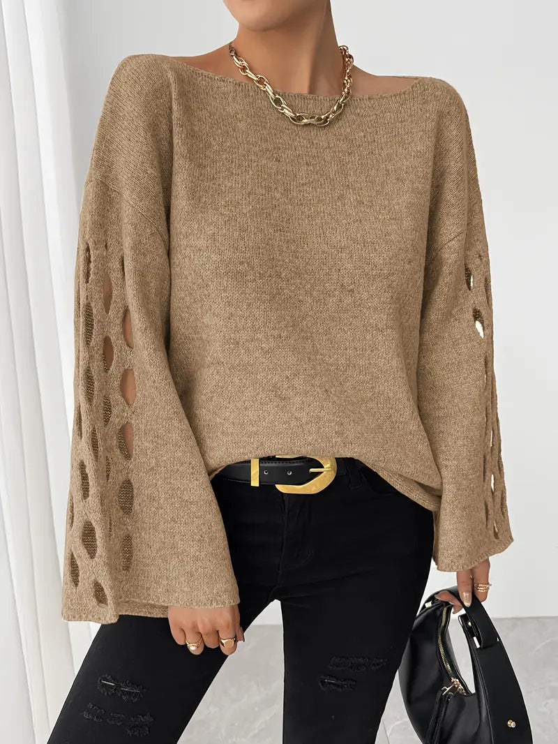 Lanola - Casual Bell Sleeve Sweater