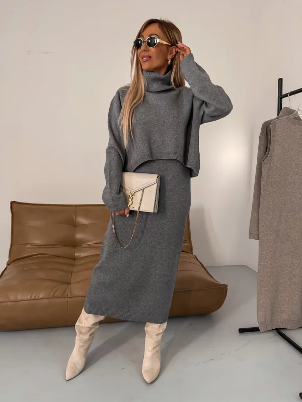 Kathleen - Turtleneck Two-Piece Winter Knitting Set