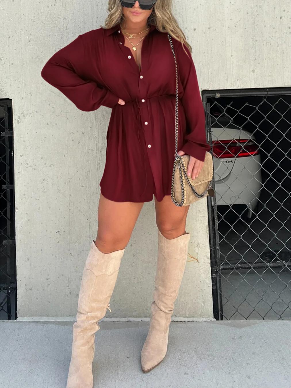 Giulia - Turn Down Collar Loose Shirt Set