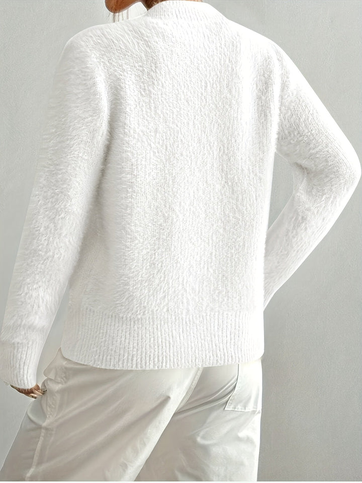 Smelissa - Heart Button Long Sleeve Knitted Cardigan