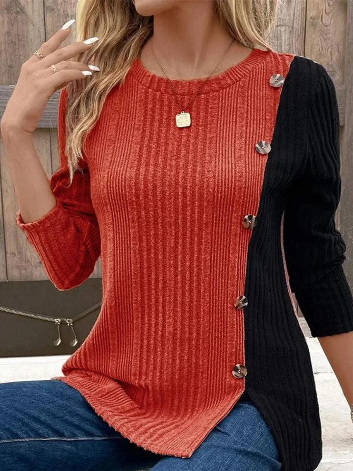 Mary - Blocked Button Up Long Sleeve Top