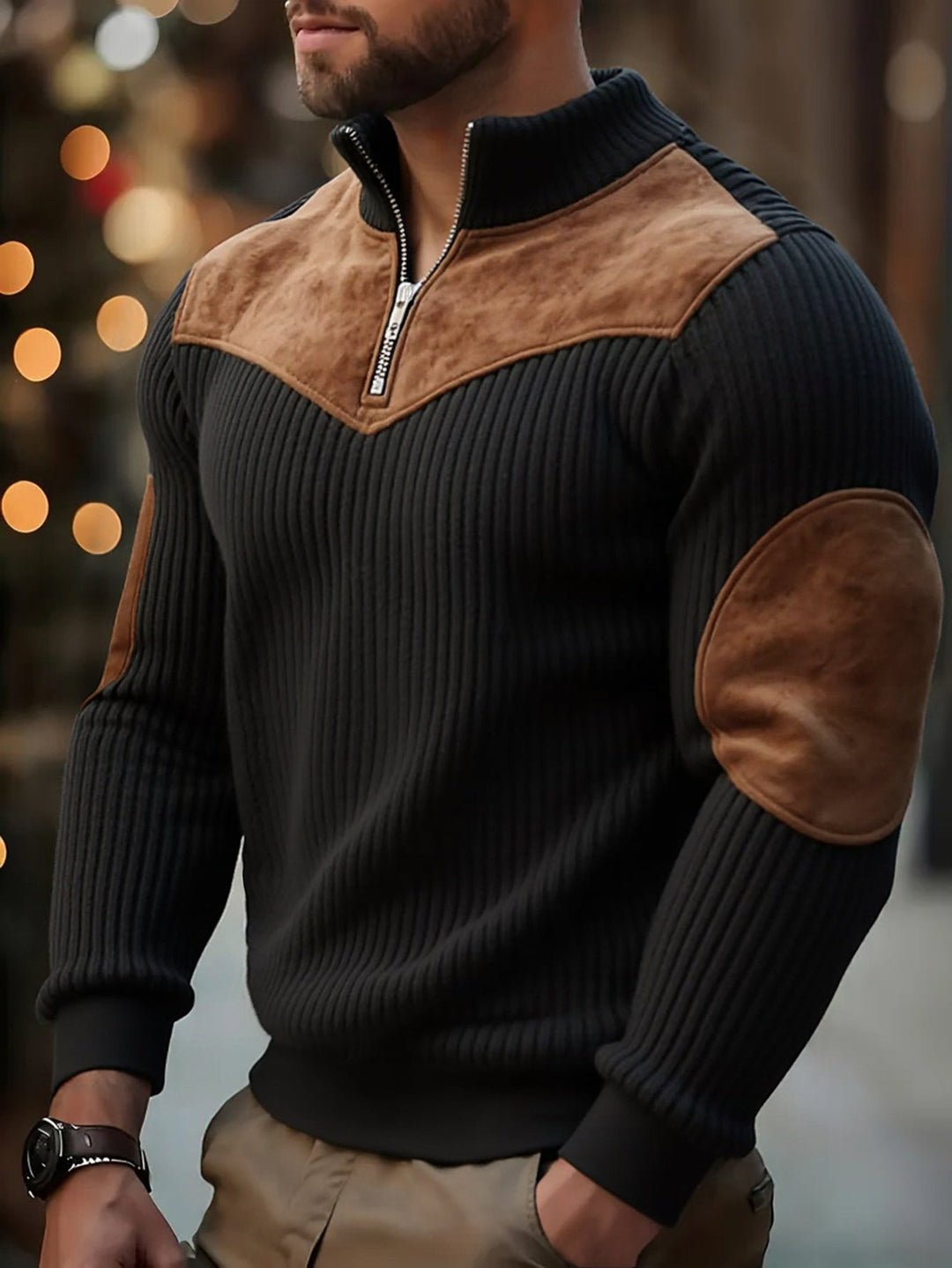 kortez - Casual Knitted Half Zip Sweater