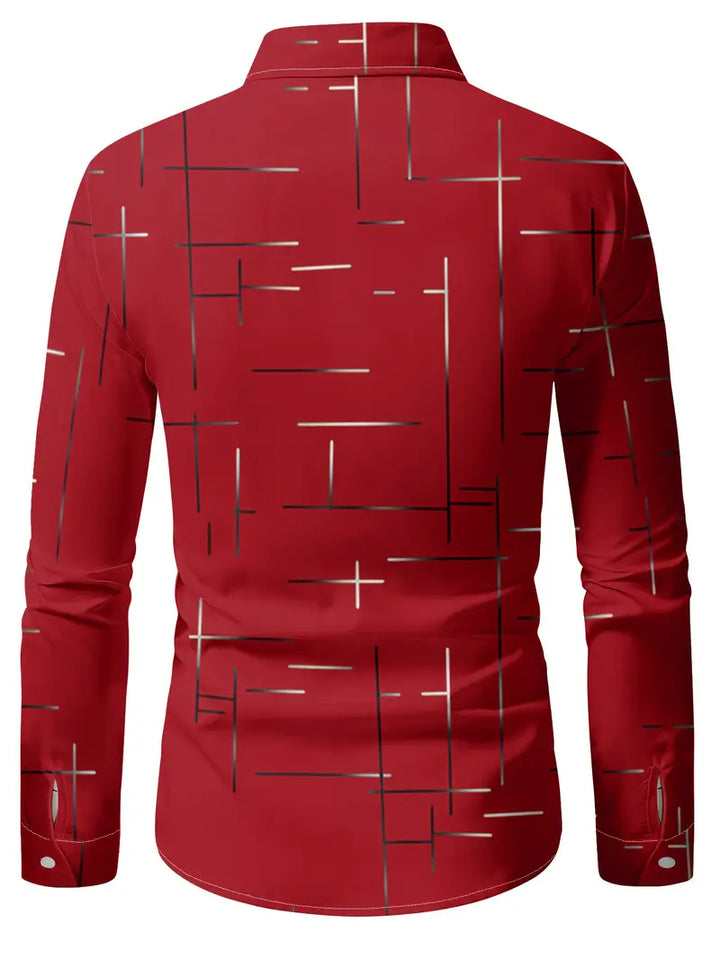 Nerio - Geometric Print Long Sleeve Shirt