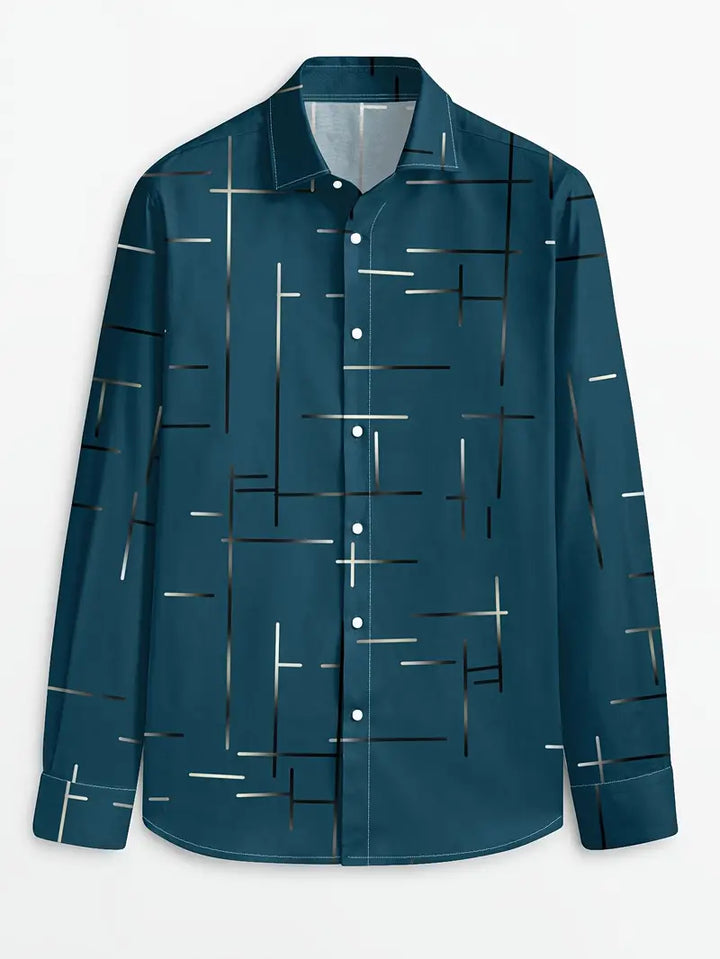 Nerio - Geometric Print Long Sleeve Shirt