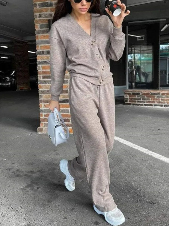 Anisa - Cardigan Top Lace Up Two-Piece Set